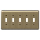 Quintuple Toggle Wallplate in Brushed Brass