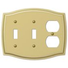 Double Toggle Single Duplex Combo Wallplate in Polished Brass