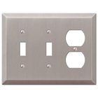 Double Toggle Single Duplex Combo Wallplate in Brushed Nickel