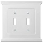 Wood Double Toggle Wallplate in White