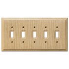 Quintuple Toggle Wallplate in Unfinished Alder Wood