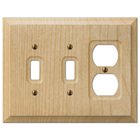Double Toggle Single Duplex Combo Wallplate in Unfinished Alder Wood