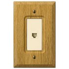 Wood Single Phone Wallplate in Light Oak