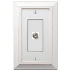 Wood Single Cable Wallplate in Distressed White