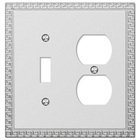 Single Toggle Single Duplex Combo Wallplate in Frosted Chrome