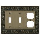 Double Toggle Single Duplex Combo Wallplate in Brushed Brass