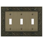 Triple Toggle Wallplate in Brushed Brass