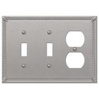 Double Toggle Single Duplex Combo Wallplate in Brushed Nickel