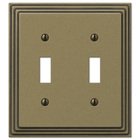 Double Toggle Wallplate in Rustic Brass