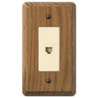 Wood Single Phone Wallplate in Medium Oak