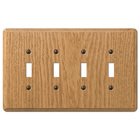 Wood Quadruple Toggle Wallplate in Light Oak