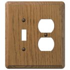 Wood Single Toggle Single Duplex Combo Wallplate in Medium Oak