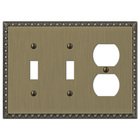 Double Toggle Single Duplex Combo Wallplate in Brushed Brass