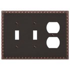 Double Toggle Single Duplex Combo Wallplate in Aged Bronze