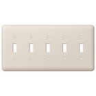 Quintuple Toggle Wallplate in Light Almond