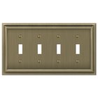 Quadruple Toggle Wallplate in Brushed Brass