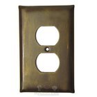 Plain Switchplate Single Duplex Outlet Switchplate in Pewter with Verde Wash