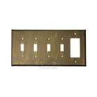 Plain Switchplate Combo Rocker/GFI Quadruple Toggle Switchplate in Pewter with Cherry Wash