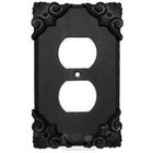 Corinthia Switchplate Duplex Outlet Switchplate in Black with Cherry Wash