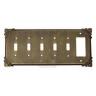 Corinthia Switchplate Combo Rocker/GFI Five Gang Toggle Switchplate in Pewter with White Wash