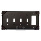 Corinthia Switchplate Combo Rocker/GFI Quadruple Toggle Switchplate in Black with Bronze Wash