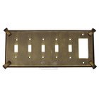 Hammerhein Switchplate Combo Rocker/GFI Five Gang Toggle Switchplate in Brushed Natural Pewter
