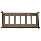 Hammerhein Switchplate Six Gang Rocker/GFI Switchplate in Pewter with Cherry Wash