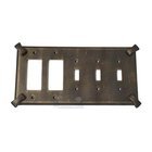 Hammerhein Switchplate Combo Double Rocker/GFI Triple Toggle Switchplate in Pewter with Cherry Wash