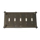 Hammerhein Switchplate Five Gang Toggle Switchplate in Black with Steel Wash