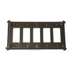 Hammerhein Switchplate Five Gang Rocker/GFI Switchplate in Pewter with Maple Wash