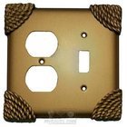 Roguery Switchplate Combo Single Toggle Duplex Outlet Switchplate in Brushed Natural Pewter