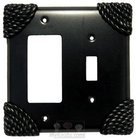 Roguery Switchplate Combo Rocker/GFI Single Toggle Switchplate in Black with Steel Wash