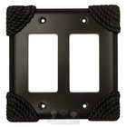 Roguery Switchplate Double Rocker/GFI Switchplate in Black with Maple Wash