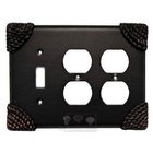 Roguery Switchplate Combo Double Duplex Outlet Single Toggle Switchplate in Black with Steel Wash
