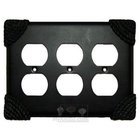 Roguery Switchplate Triple Duplex Outlet Switchplate in Black with Steel Wash