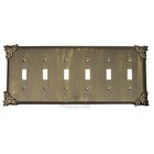 Sonnet Switchplate Six Gang Toggle Switchplate in Pewter with White Wash