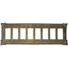 Sonnet Switchplate Eight Gang Rocker/GFI Switchplate in Bronze with Verde Wash