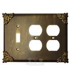 Sonnet Switchplate Combo Double Duplex Outlet Single Toggle Switchplate in Black with Chocolate Wash