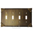 Sonnet Switchplate Quadruple Toggle Switchplate in Black with Verde Wash
