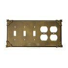 Sonnet Switchplate Combo Double Duplex Outlet Triple Toggle Switchplate in Pewter with Cherry Wash