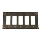 Sonnet Switchplate Five Gang Rocker/GFI Switchplate in Pewter with Maple Wash