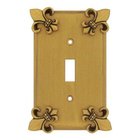 Fleur De Lis Single Toggle Switchplate in Bronze with Black Wash