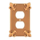 Fleur De Lis Single Duplex Outlet Switchplate in Black with Chocolate Wash