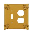 Fleur De Lis Combo Toggle/Duplex Outlet Switchplate in Pewter with Verde Wash