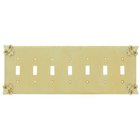 Fleur De Lis Seven Gang Toggle Switchplate in Weathered White