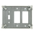 Fleur De Lis 1 Toggle/2 Rocker Switchplate in Pewter with Cherry Wash