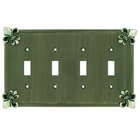 Fleur De Lis Quadruple Toggle Switchplate in Pewter with Maple Wash