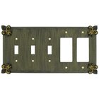 Fleur De Lis 3 Toggle/2 Rocker Switchplate in Weathered White