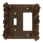 Grapes Combo Toggle/Rocker Switchplate in Pewter with Verde Wash