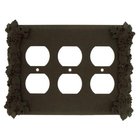 Grapes Triple Duplex Outlet Switchplate in Black with Steel Wash
